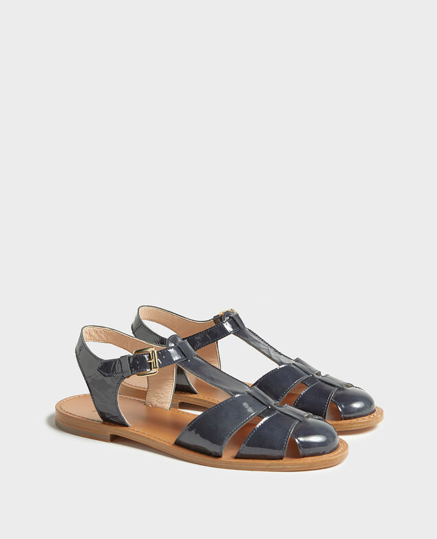 Patent leather sandals Maritime blue