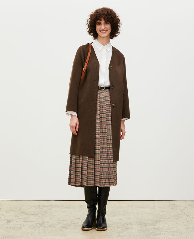 Double-sided wool coat Heather kaki