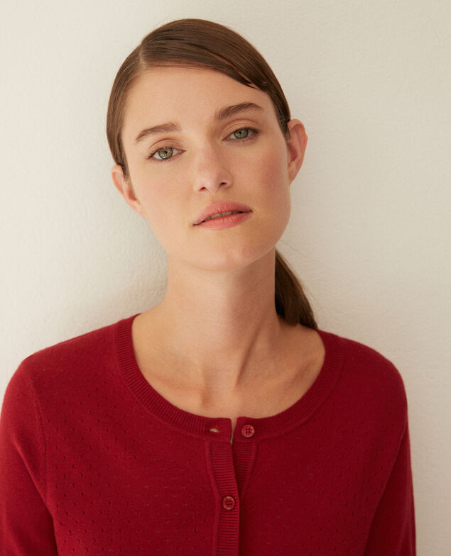 Merino wool cardigan Rio red
