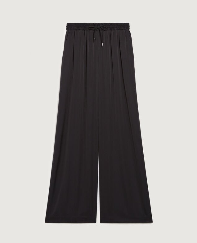 Wide silky trousers H091 black beauty