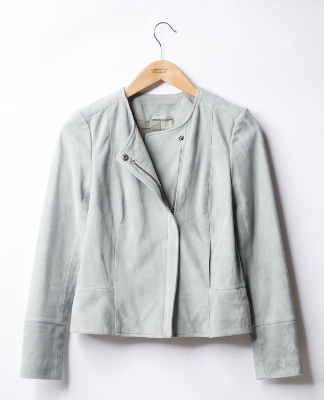 Short suede jacket Silvergreen