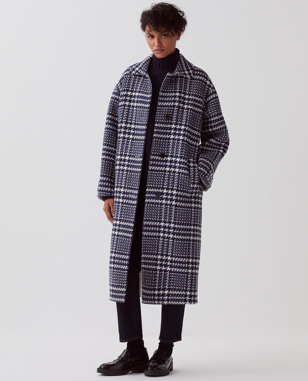 Long coat I681 houndstooth ble