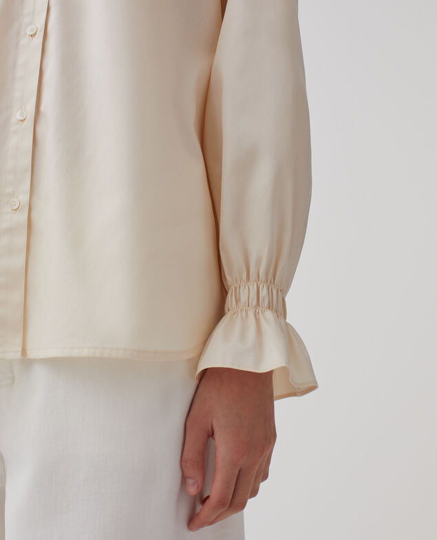 Ruffle neck shirt I300 pearled ivory
