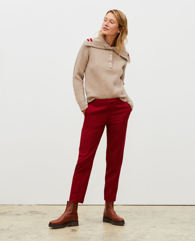 Wool half-neck jumper with a wide collar Latte