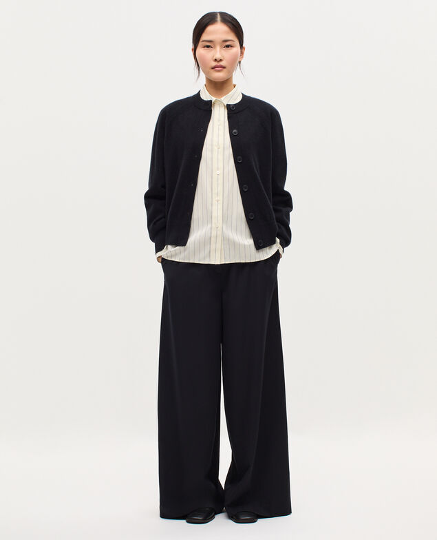 Round neck cashmere cardigan K090 black st navy