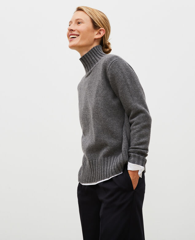 Chunky ribbed turtleneck jumper Medium grey melange