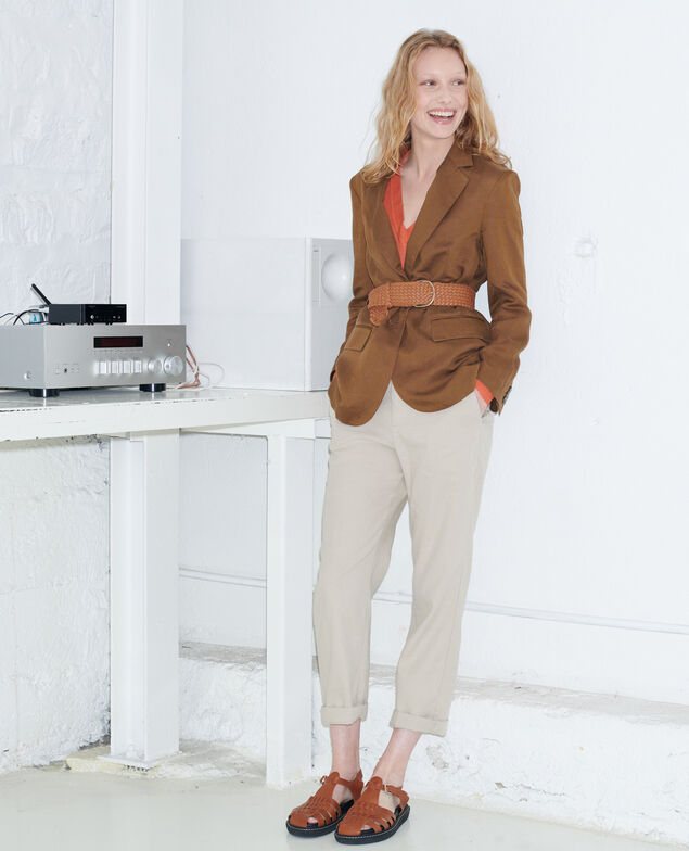 MARGUERITE - Cigarette trousers Oxford tan