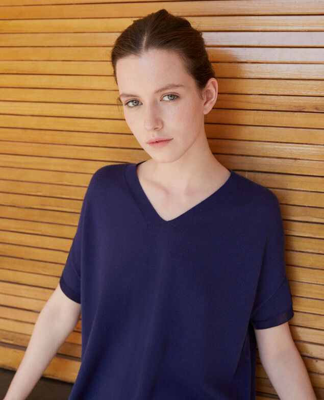 Zero-stitching knitted dress Medieval blue