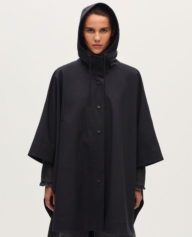 Waterproof hooded poncho H091 black beauty