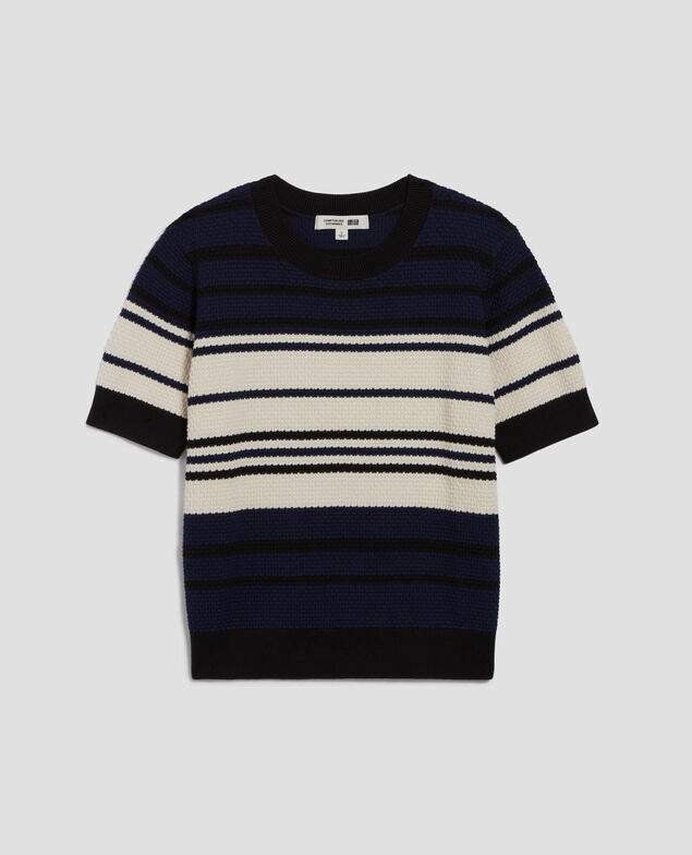 Short-sleeve cotton jumper J695 st ecru navy