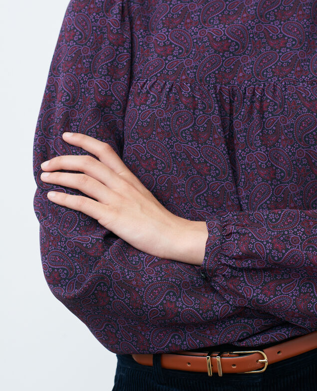 Silk ruffle top 6009c paisley purple