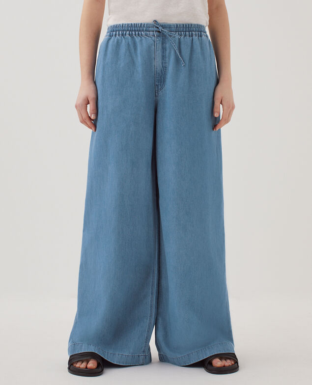 Loose cotton trousers J630 blue wash