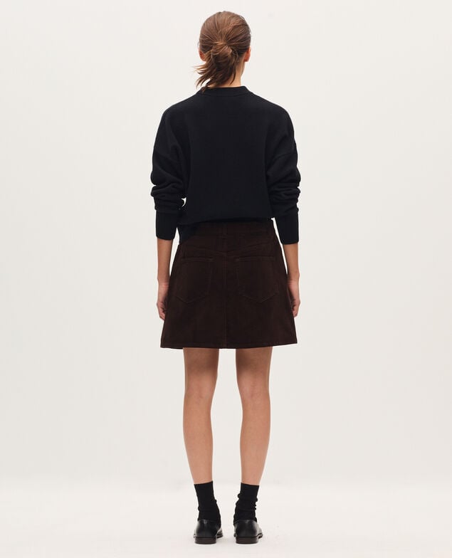 Corduroy mini skirt U380 dark brown