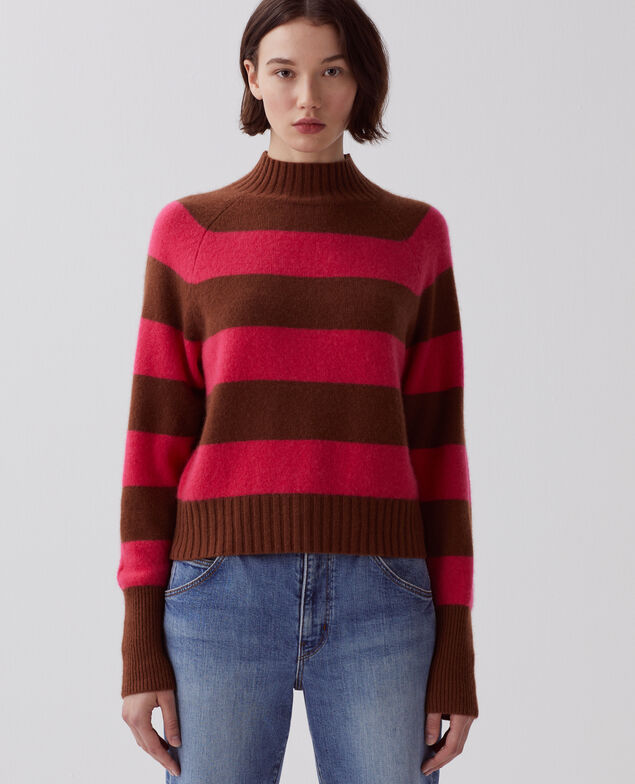 Cashmere polo neck jumper I122 st pink emperador