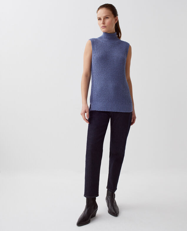 Sleeveless jumper I640 gray blue