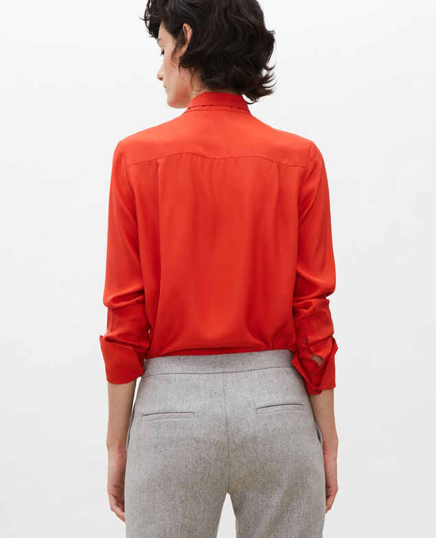  Long-sleeve tie neck silk blouse Valiant poppy