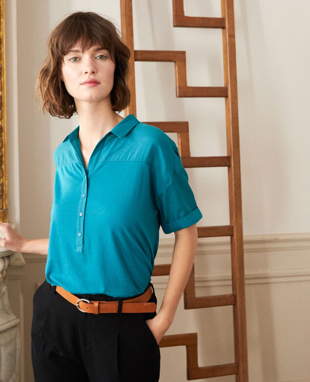 Bimaterial shirt Harbor blue