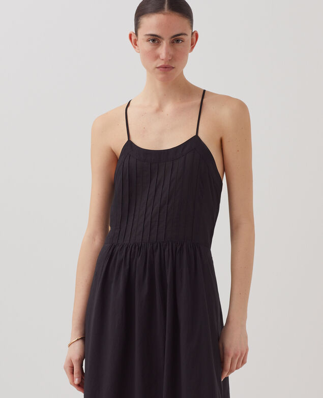 Cotton voile strappy maxi dress H091 black beauty