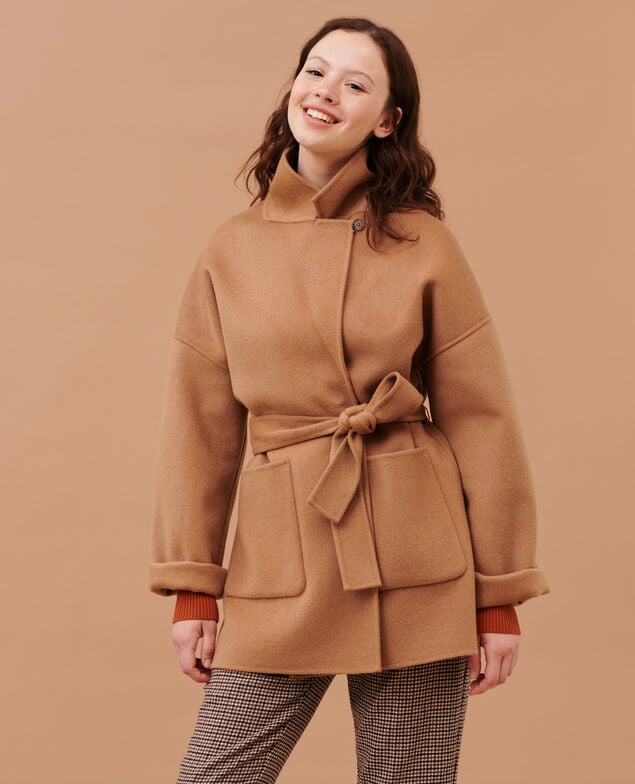 Wool blend short coat Latte