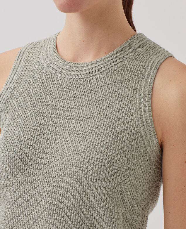 Cotton open knit tank top U520 green
