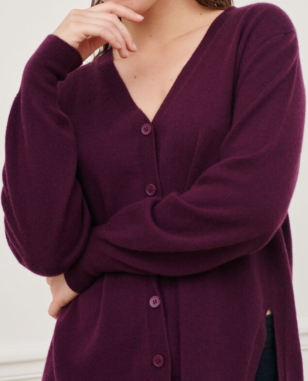 Loose cashmere 3D cardigan Potent purple