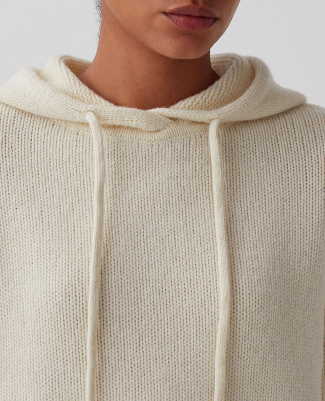Wool hoodie I010 glass green beige