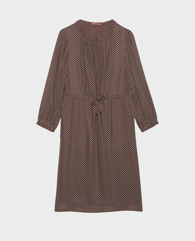 Loose silk dress Little pois coffee bean