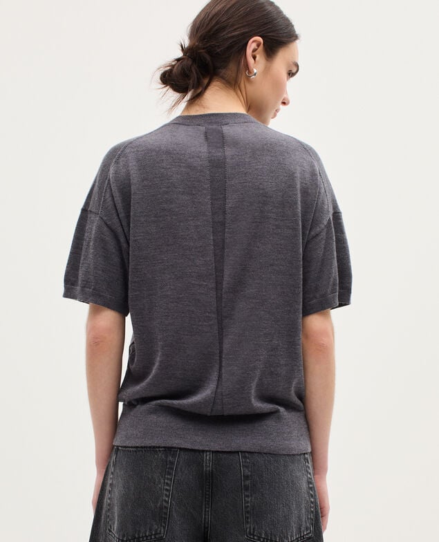 Merino wool and silk jumper K071 rabbit gray