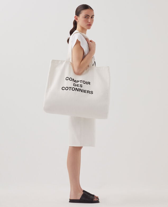 XL cotton tote bag H003 white