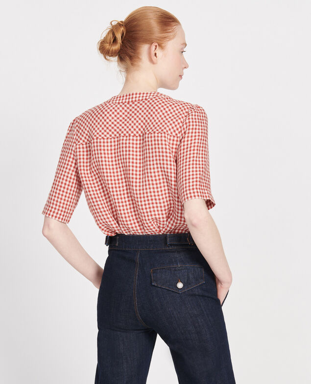 Linen blouse Vichy ketchup buttercream