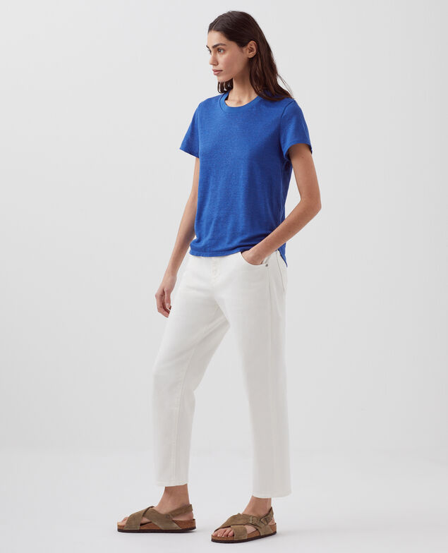 AMANDINE - linen round neck t-shirt H660 sodalite blue