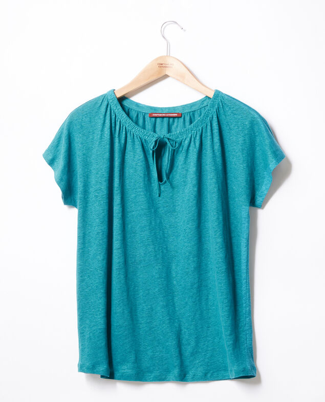 Linen T-shirt Pacific green