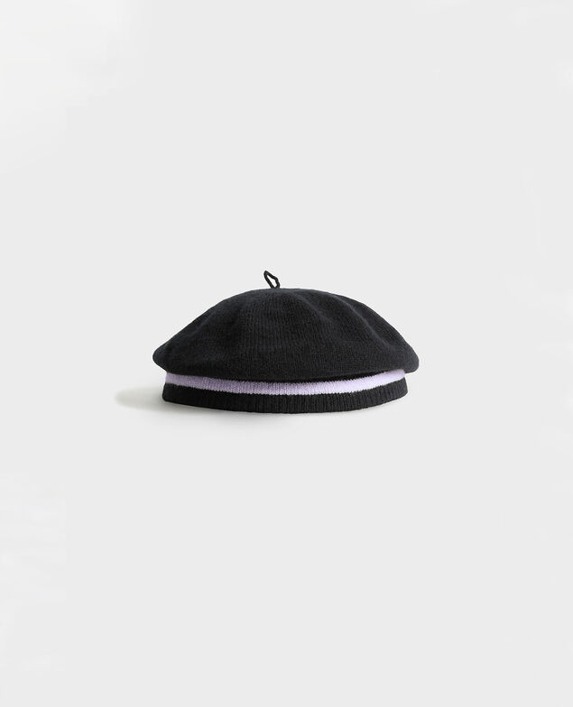 Cashmere beret Stripe black lilac