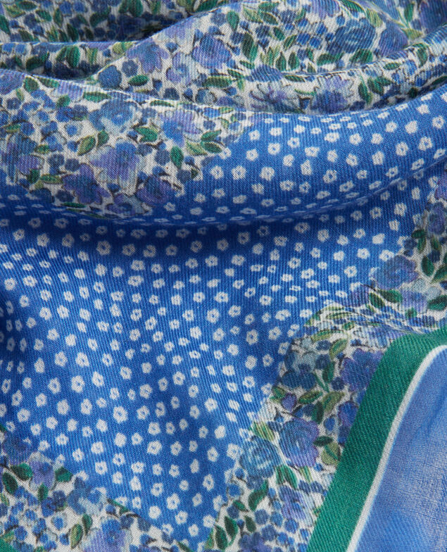 Cotton scarf 114 print blue