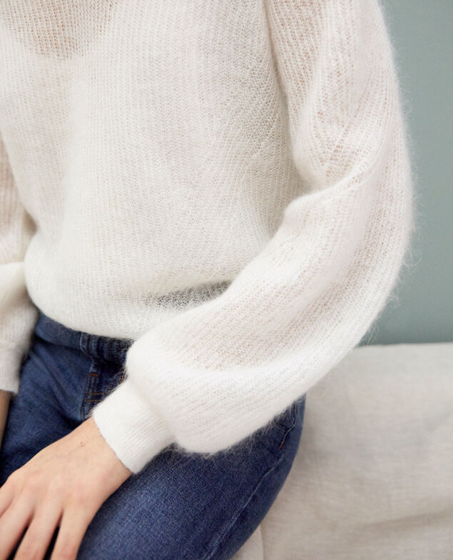 V-neck mohair jumper Off white