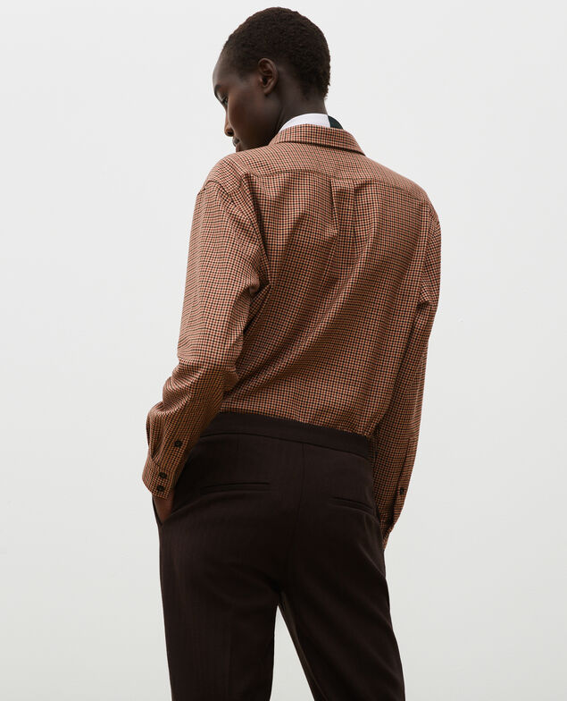 Fine wool boyfriend shirt Little check latte