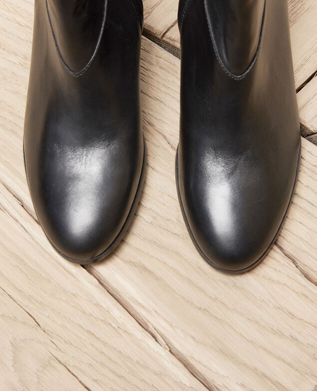 Black leather ankle boots Noir