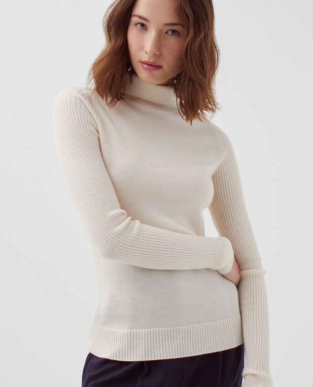 Slim fit merino wool jumper I307 ecru