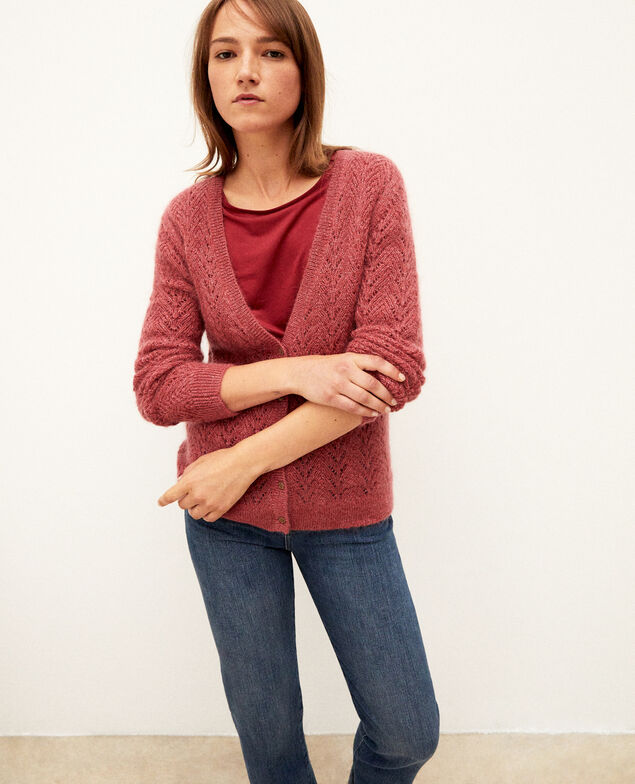 Mohair blend cardigan Earth red