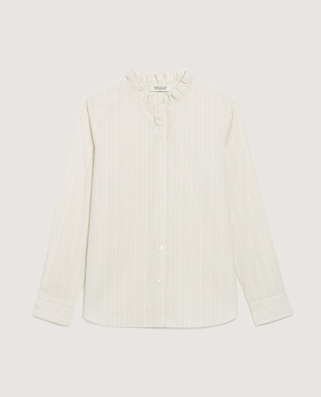 Ruffle neck shirt K013 st ecru black