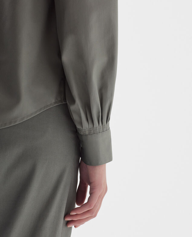 Silky cotton shirt J560 basil dark green