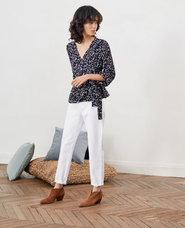Printed wrap blouse Canopee marine