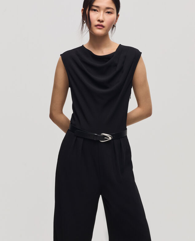 Silky crepe jumpsuit H091 black beauty