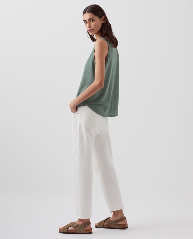 MARCELLE - Linen tank top H542 darkforest