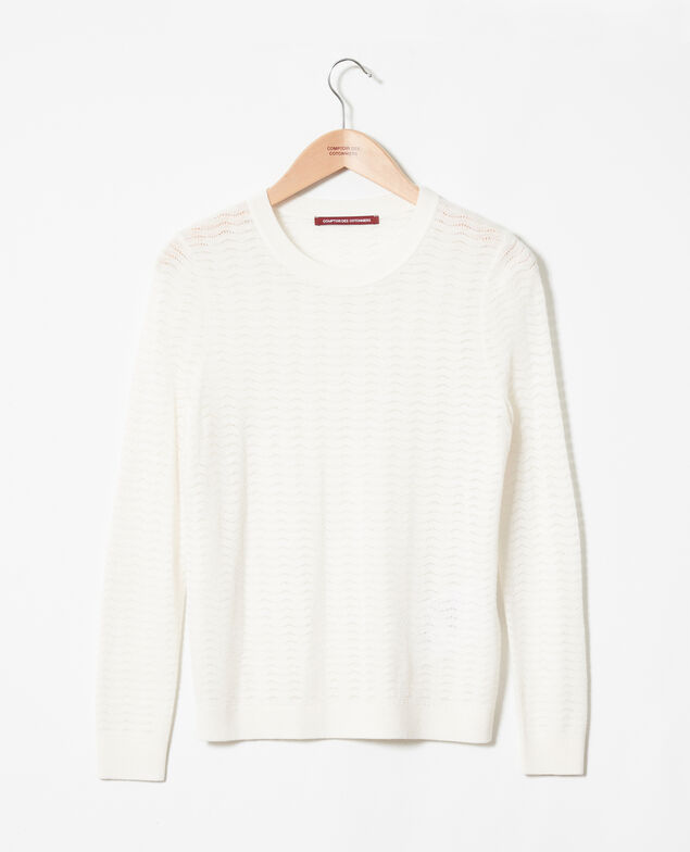 Novelty knit jumper 100% Merino Wool Off white
