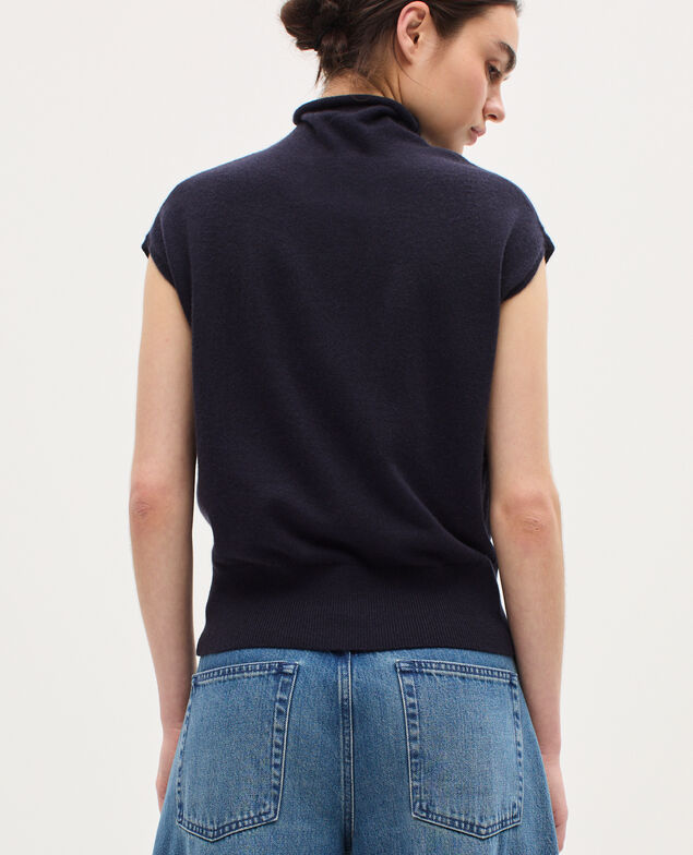 Sleeveless cashmere jumper  K691 navy st gray