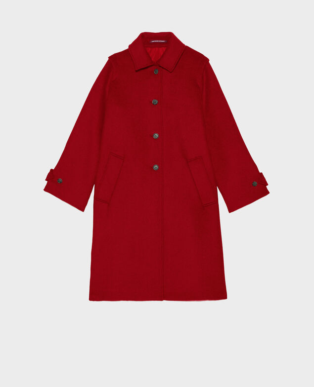 Loose wool and cashmere coat Royale red