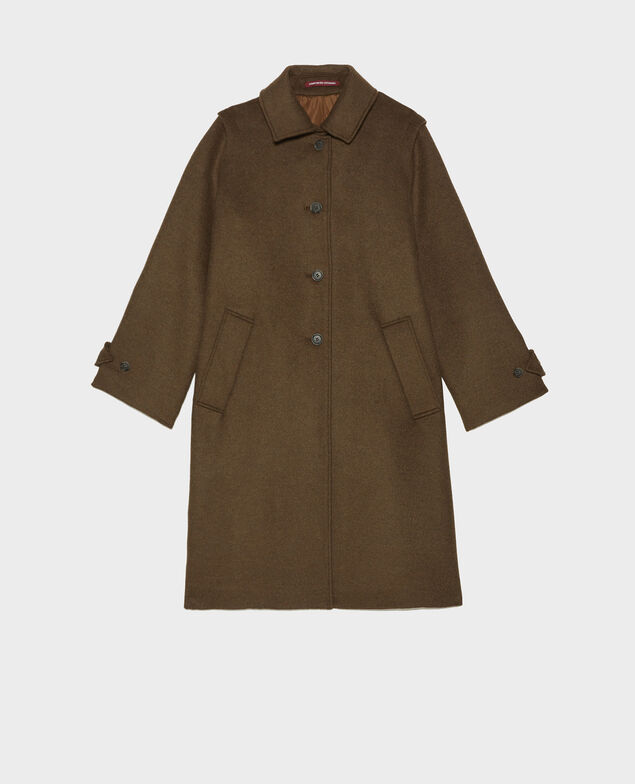 Loose wool and cashmere coat Kaki