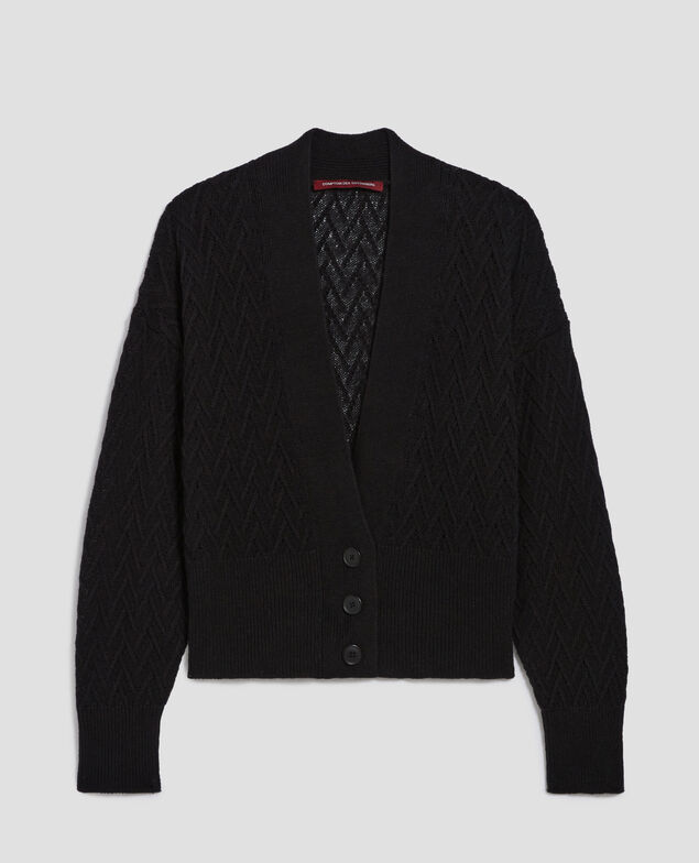 Linen V-neck cardigan H091 black beauty