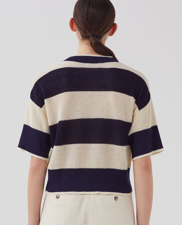 Short-sleeve cropped linen jumper H692 large baritone